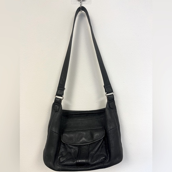 Vintage Fossil Black Leather 1954 Shoulder Bag - Picture 1 of 14